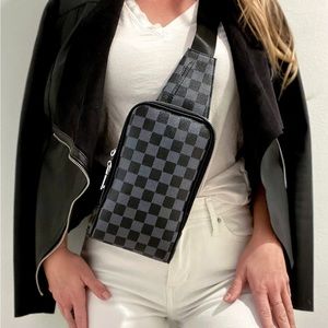 Black and Grey checkers purse